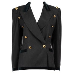 Escada Vintage Grey Buttoned Detail Blazer Size S