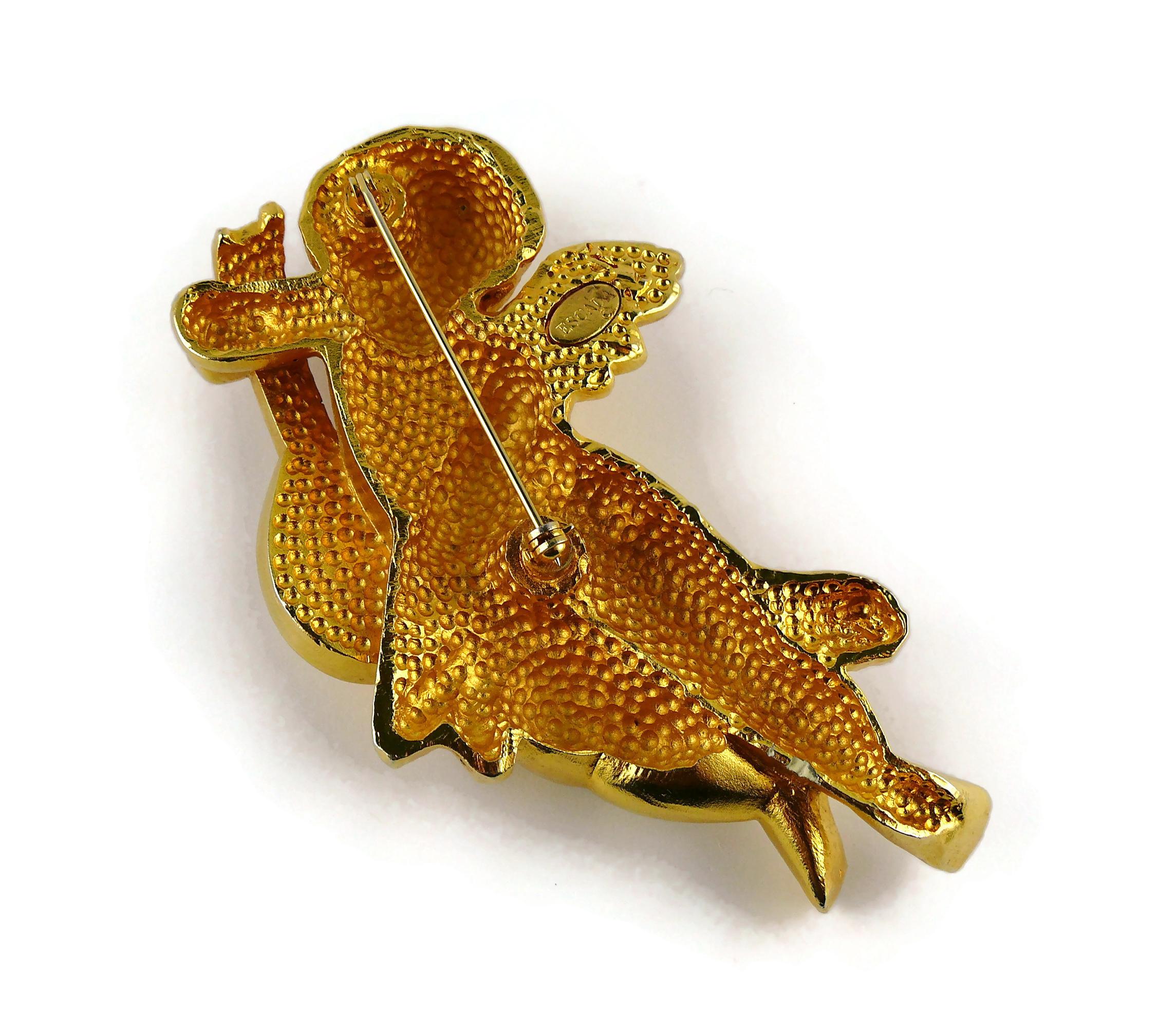 Women's ESCADA Vintage Massive Gold Tone Cherub Brooch For Sale