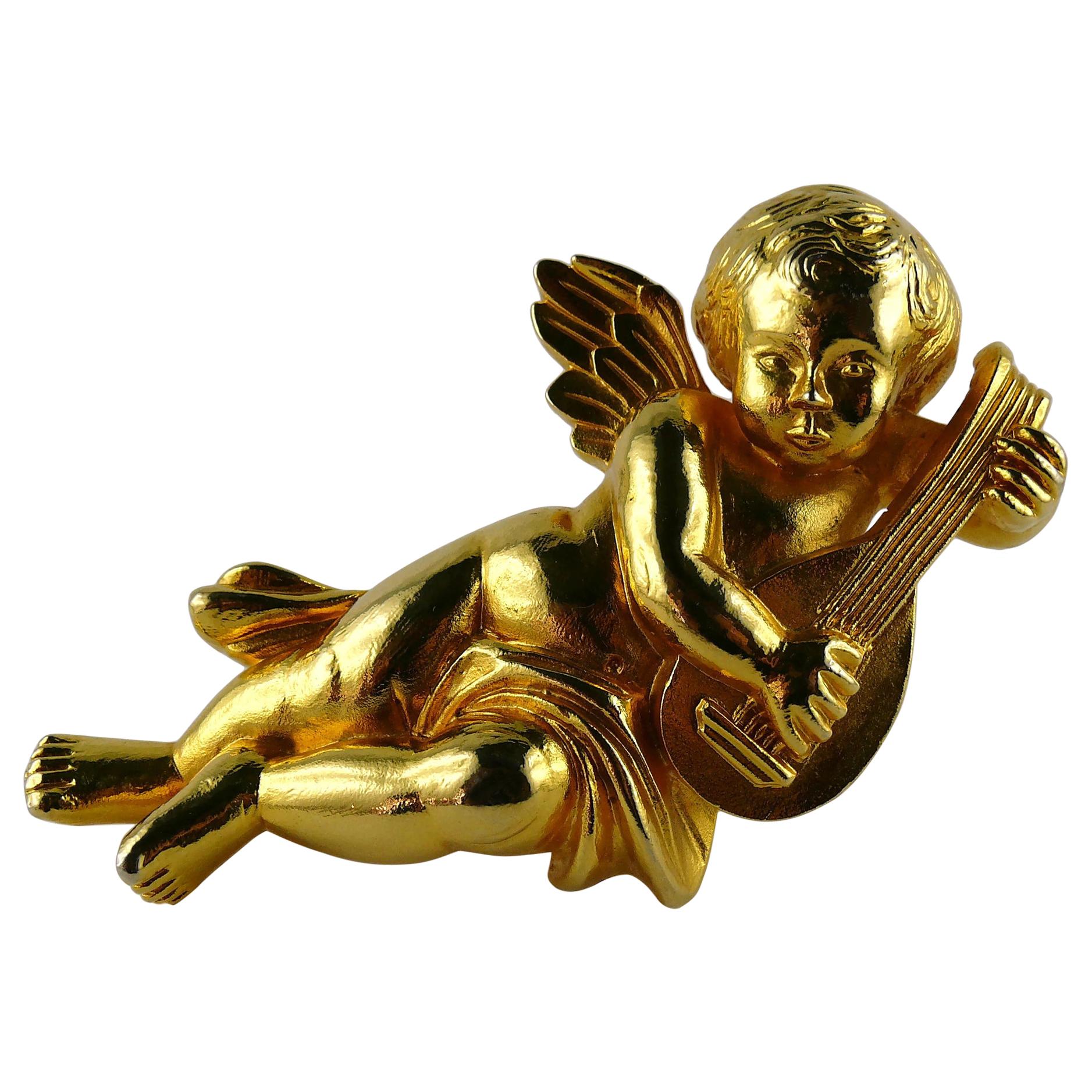 ESCADA Vintage Massiver Goldfarbene Cherub-Brosche