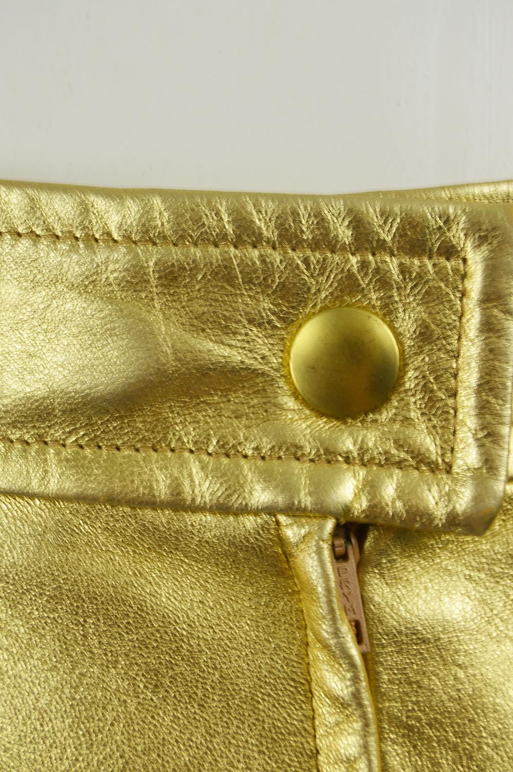 Escada Vintage Metallic Gold Leather Skirt, 1990s For Sale 3