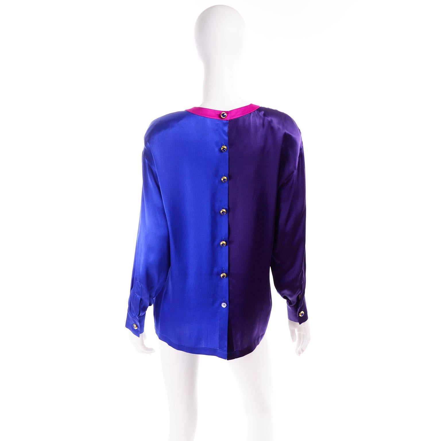 purple blue blouse