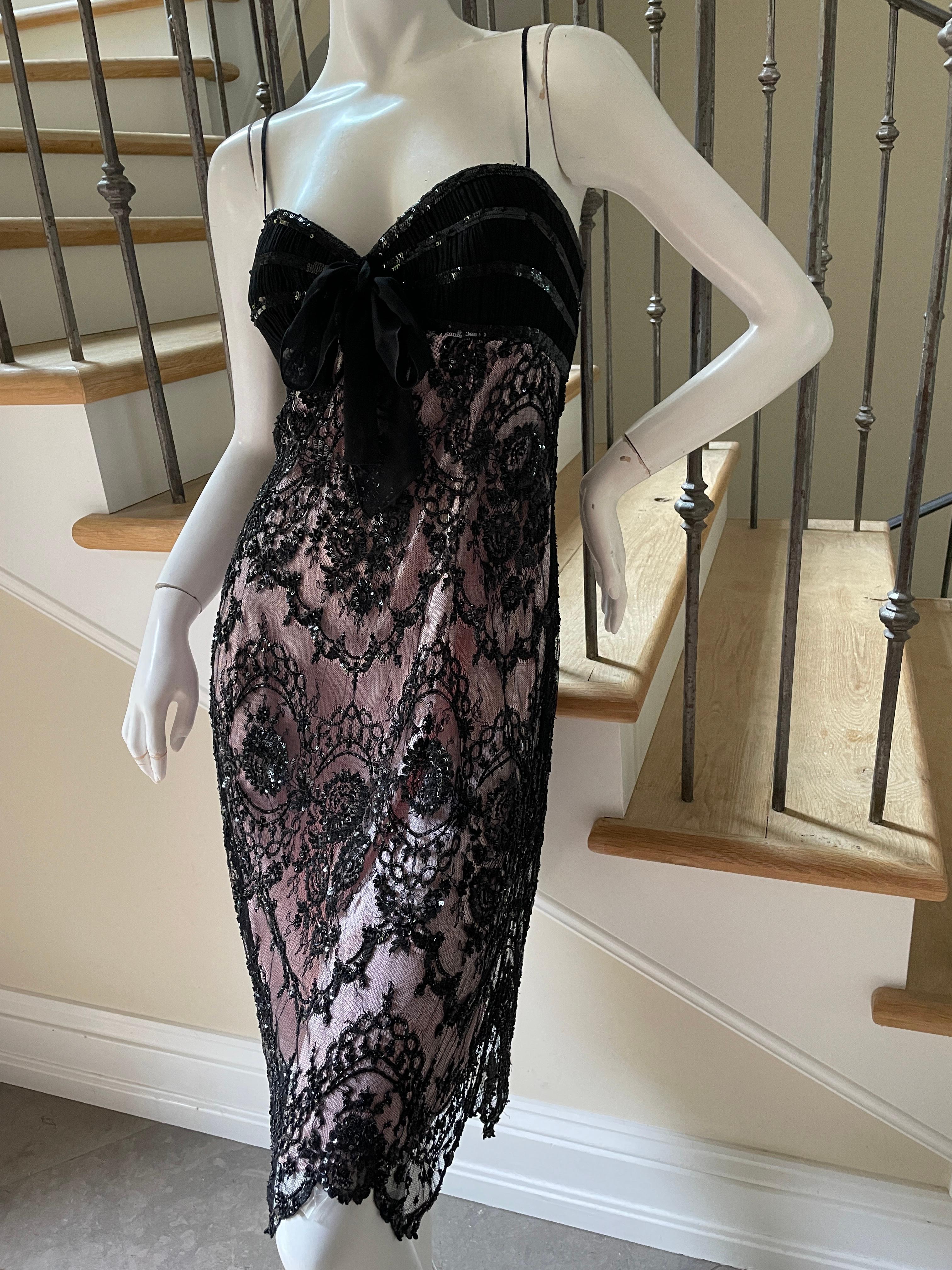 Escada Vintage Sheer Embellished Lace Cocktail Dress For Sale 2