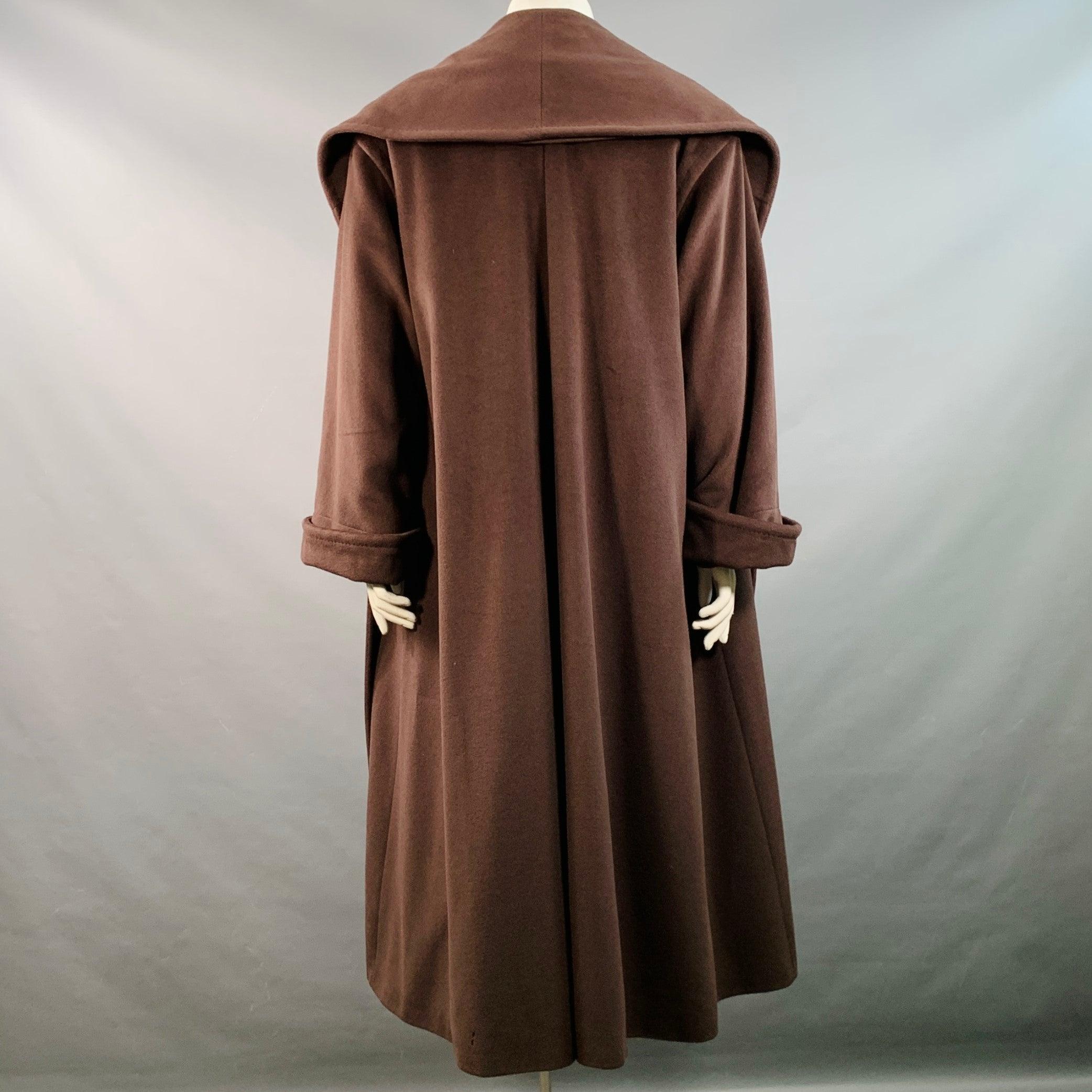 Black ESCADA Vintage Size L Brown Cashmere Open Front Coat For Sale