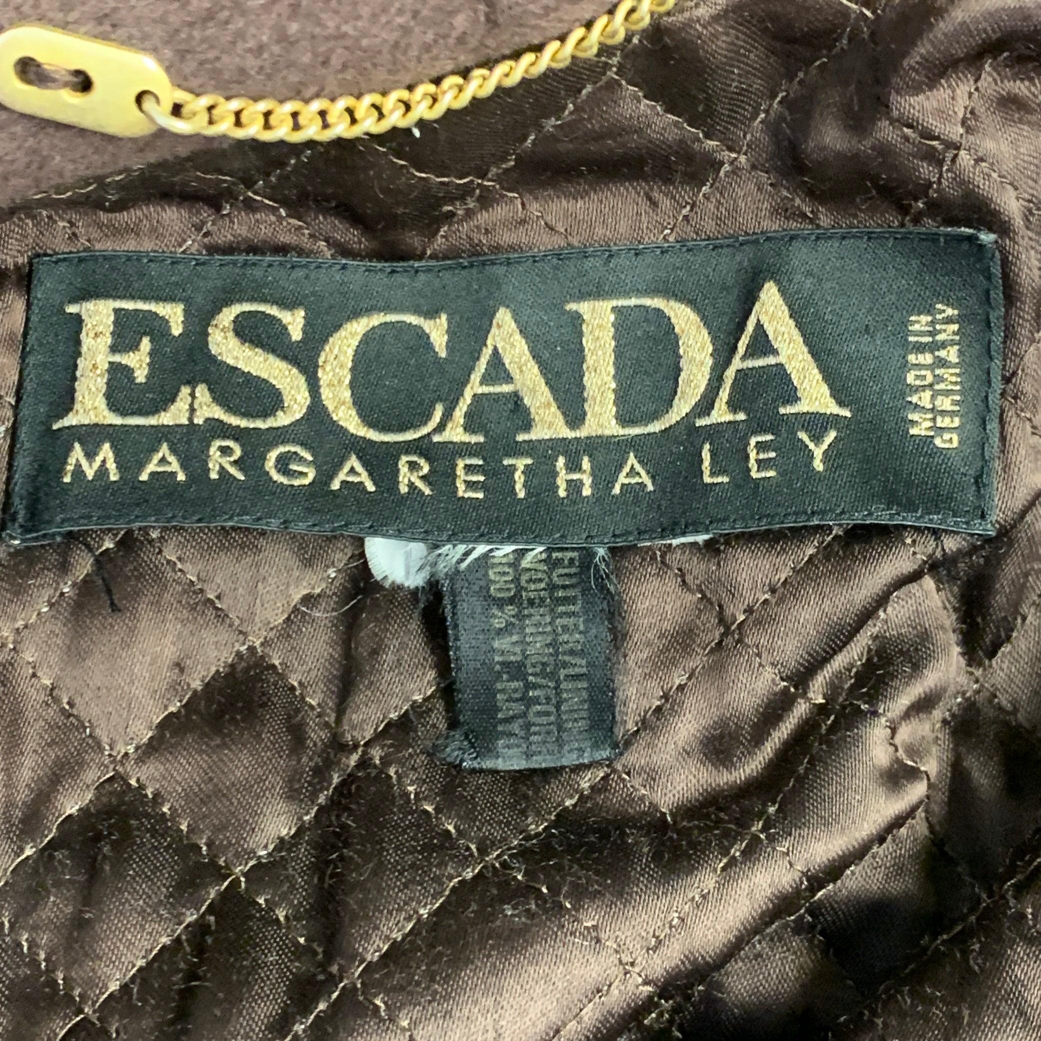 Women's ESCADA Vintage Size L Brown Cashmere Open Front Coat For Sale