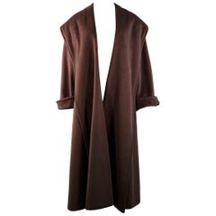 ESCADA Vintage Size L Brown Cashmere Open Front Coat