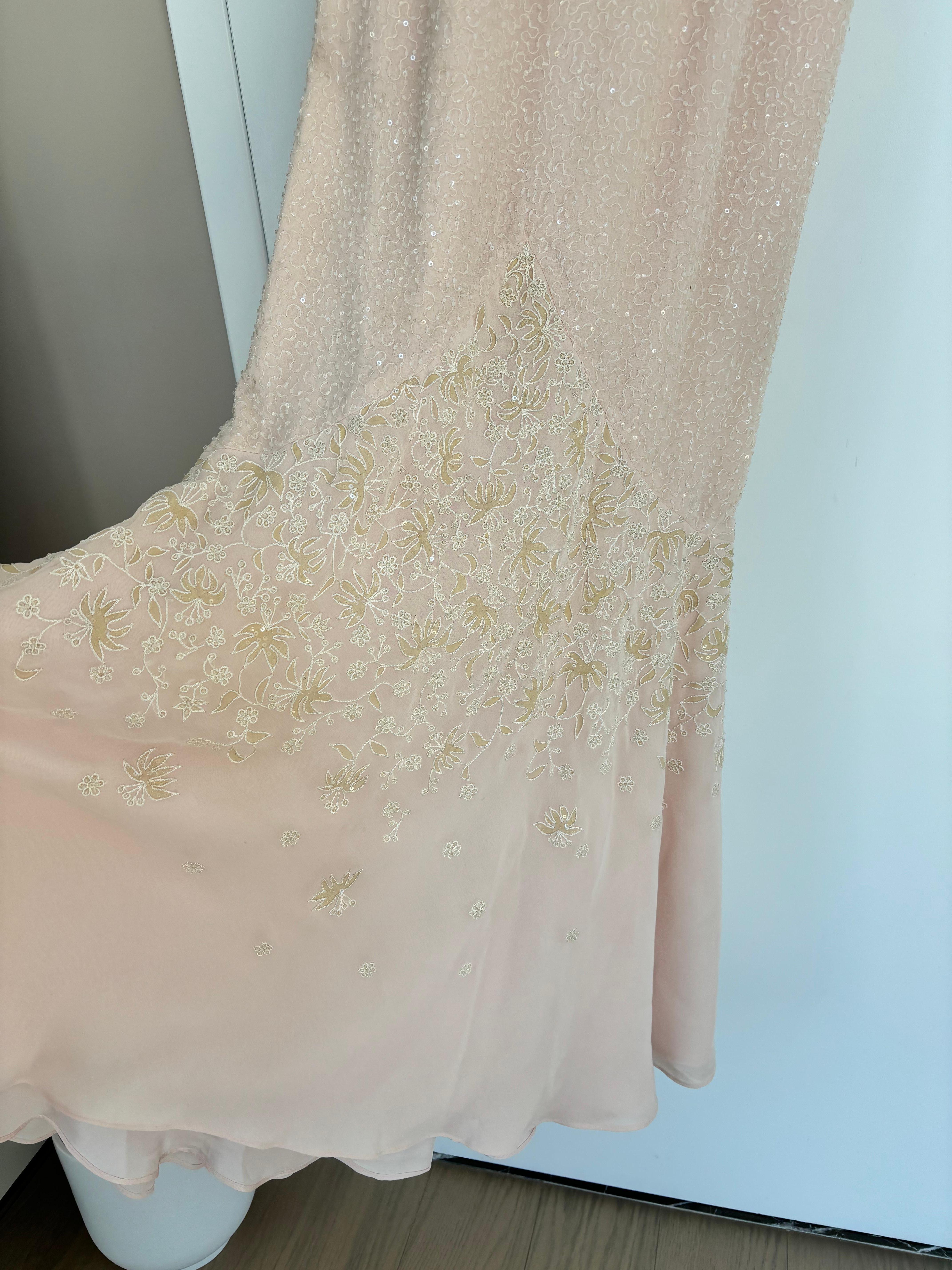 De las mujeres Vestido de noche ESCADA Vintage Rosa Suave Adornado