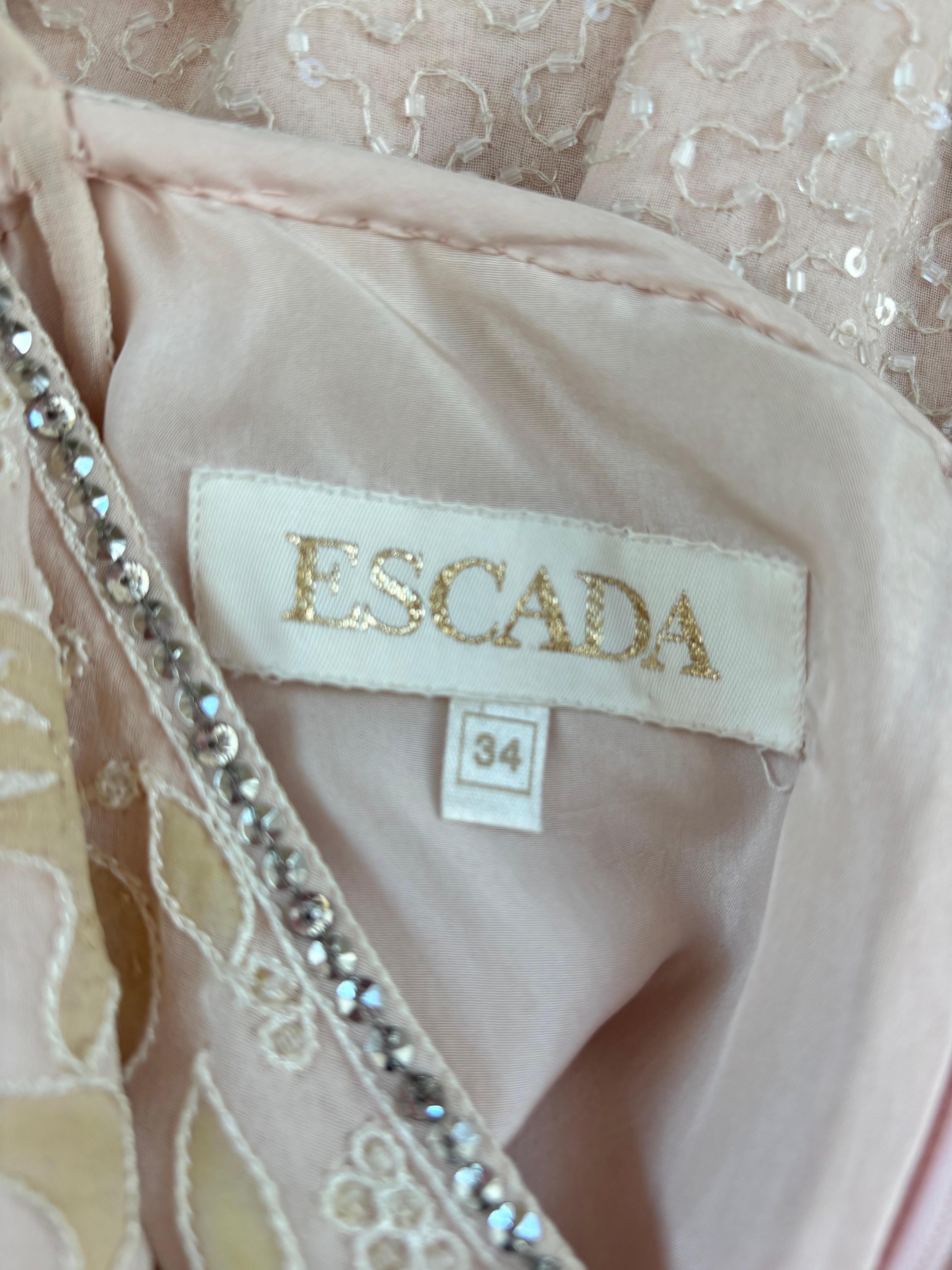 Vestido de noche ESCADA Vintage Rosa Suave Adornado 1