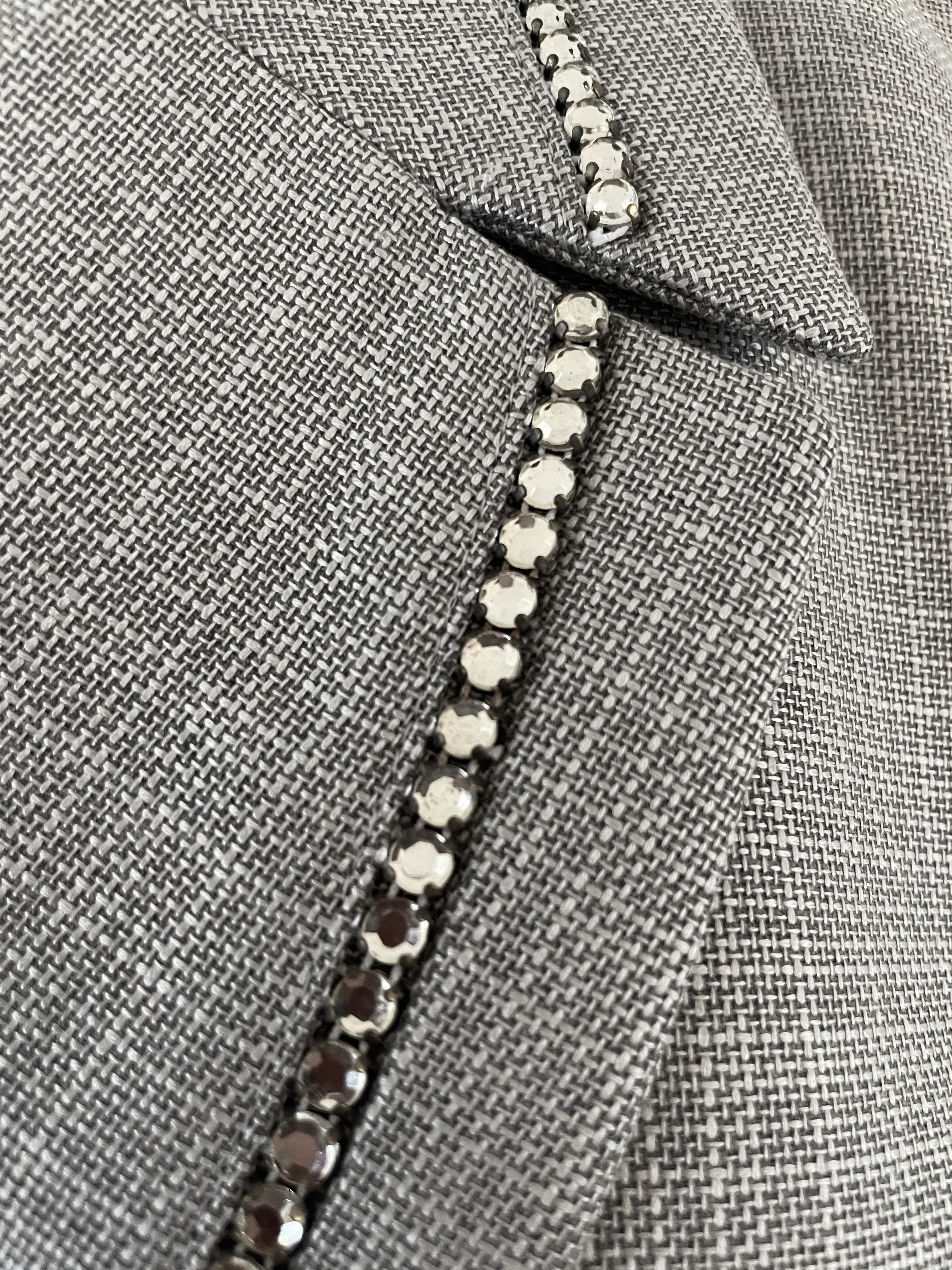 Escada Vintage Suit Rhinestones Blazer Trousers Skirt Wool Silk In Excellent Condition For Sale In 'S-HERTOGENBOSCH, NL