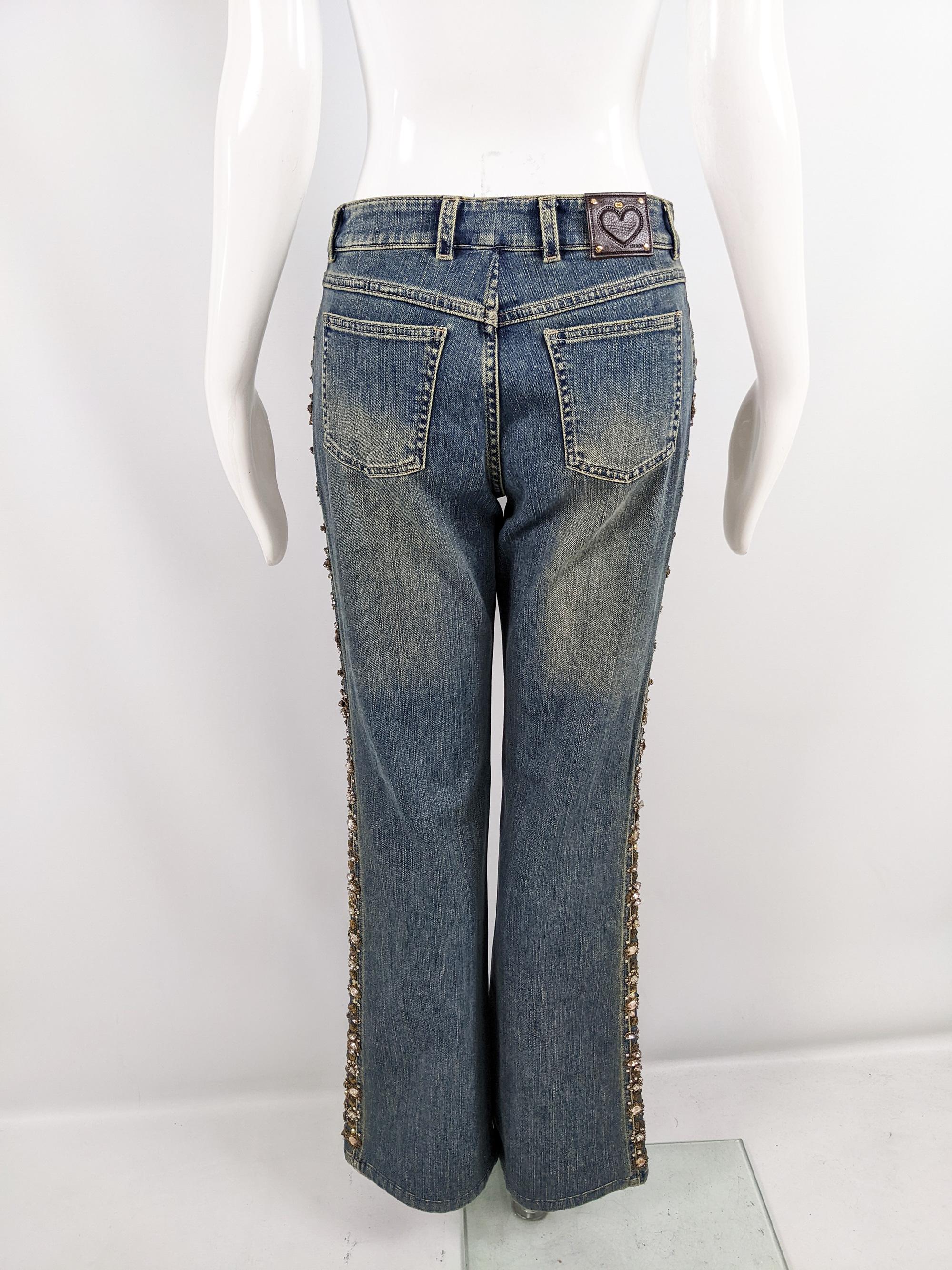 Escada Vintage y2k Womens Beaded Sequin Bootcut Jeans Denim Pants, 2000s  For Sale at 1stDibs