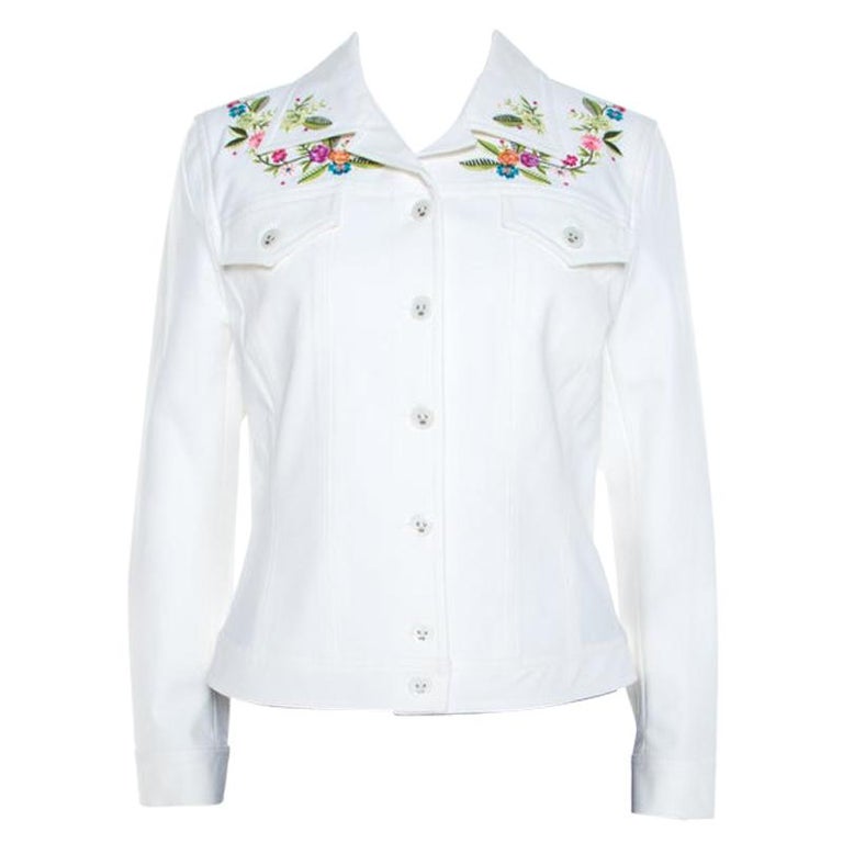 Floral Monogram White Jean Jacket