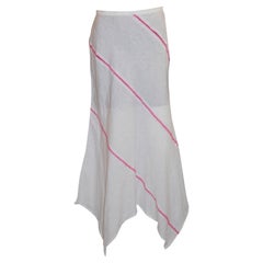 Escada - Jupe en lin blanc avec points roses