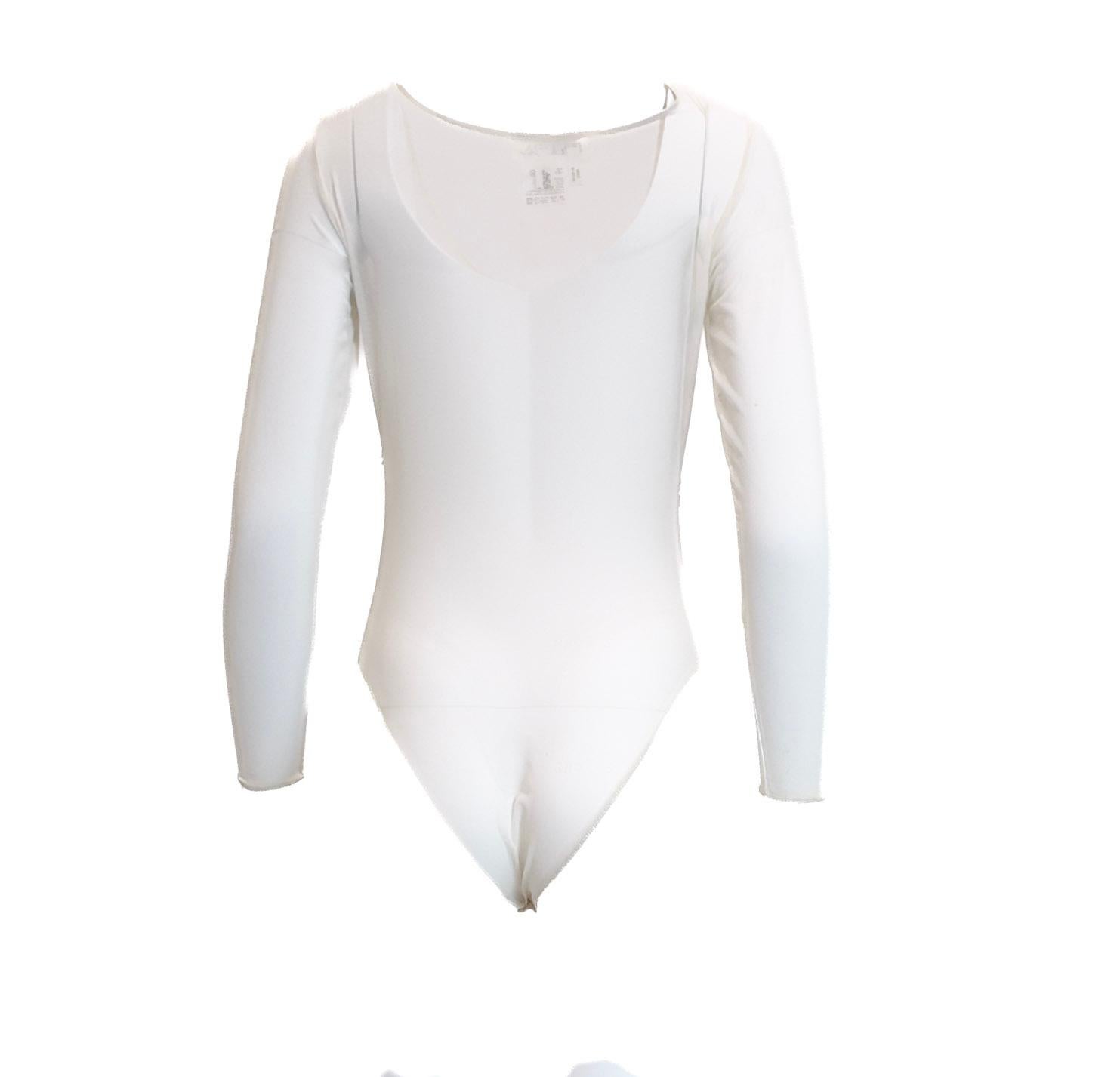 Escada Body blanco de malla transparente con cuentas Gris en venta