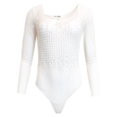 Escada Body blanco de malla transparente con cuentas