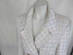 Escada White Silver Wool Boucle 2 piece Blazer Skirt