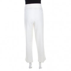 Escada White Stretch Cotton Embellished Waist Detail Cropped Tonikka Pants XL