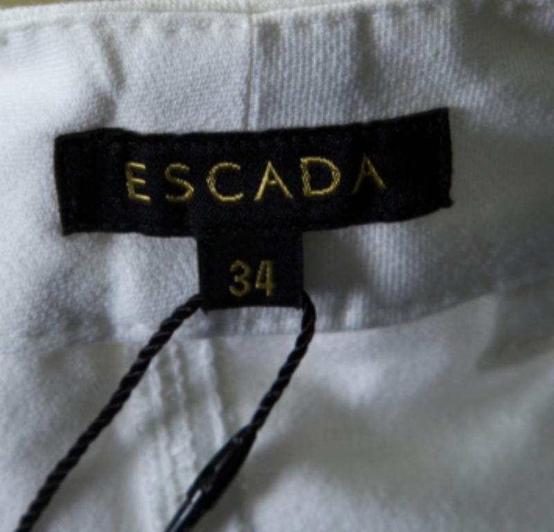 Donna Escada White Stretch Denim High Rise Straight Leg Tessa Jeans S. in vendita