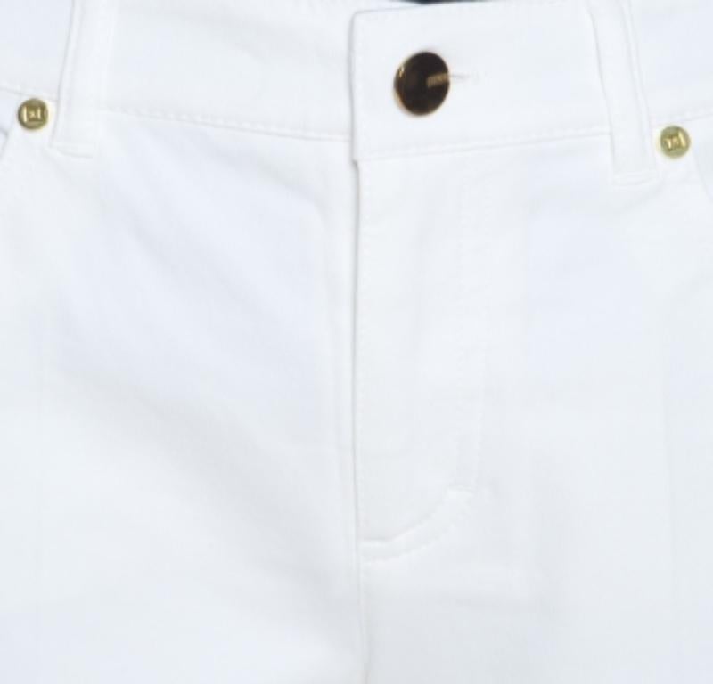 Escada White Stretch Denim High Rise Straight Leg Tessa Jeans S. in vendita 1
