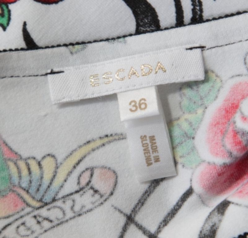 Escada Weißes ärmelloses Top aus Baumwolle mit True Love-Druck M (Grau) im Angebot