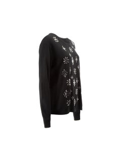 Escada Women's Escada Sport Black Fine Knit Crystal Embellished Sweater
