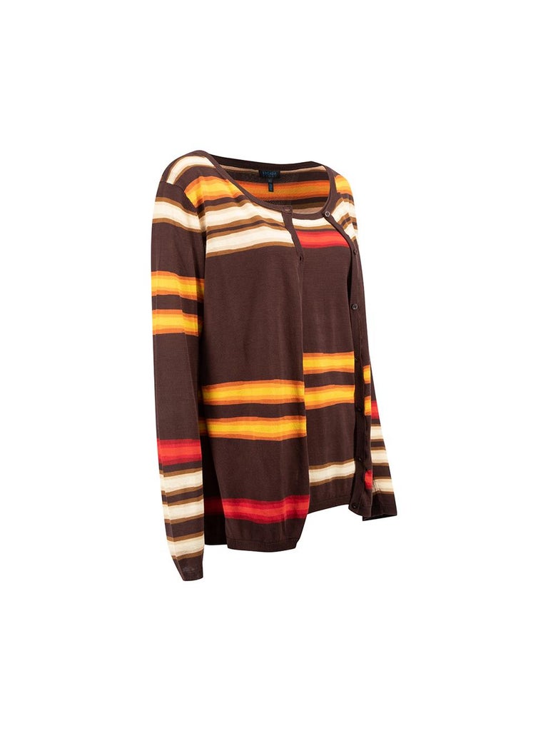 Escada Women's Escada Sport Brown Striped Shirt and Cardigan Set For