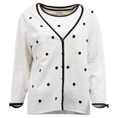 Escada Damen Weiß Polkadot Strickjacke & Top Set