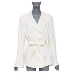 ESCADA Jacke aus Wollmischung, zweireihig, mit Gürtel und ausgestelltem Glockenärmel, FR44 XL