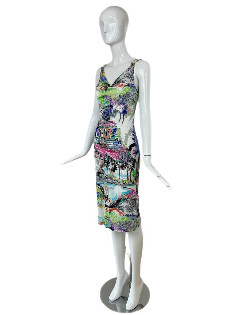 ESCADA Y2K Vintage Cowl Neck Lederriemenkleid im Angebot 2
