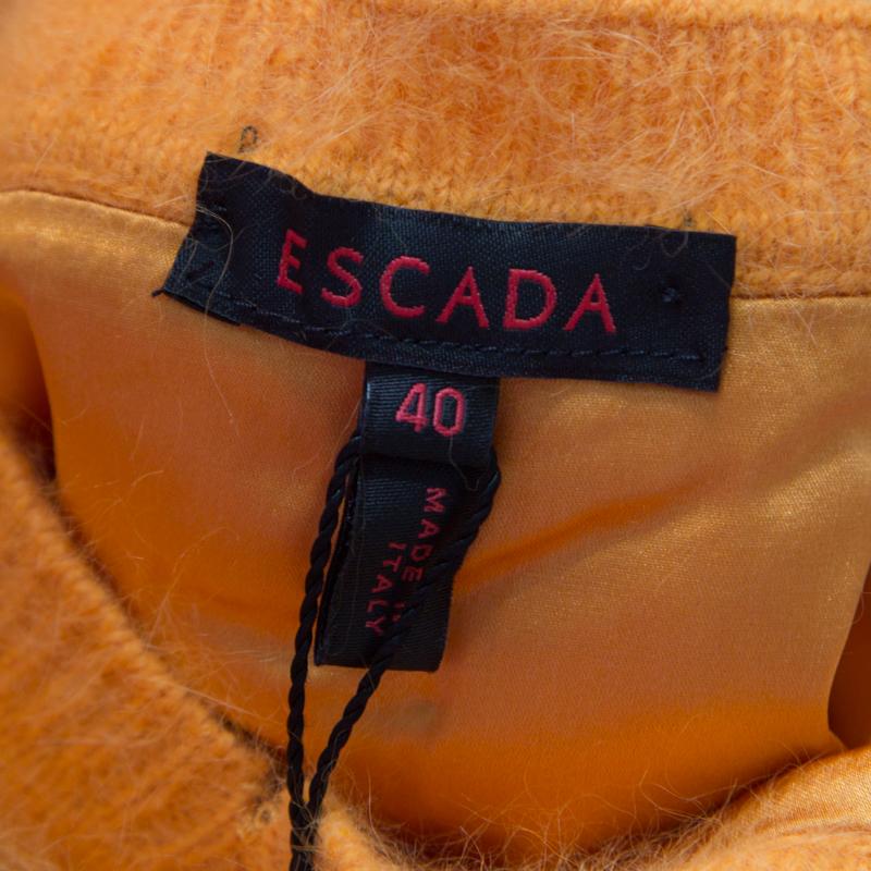 Women's Escada Yellow Angora Rib Knit Silk Lined Fuzzy Tank Top L
