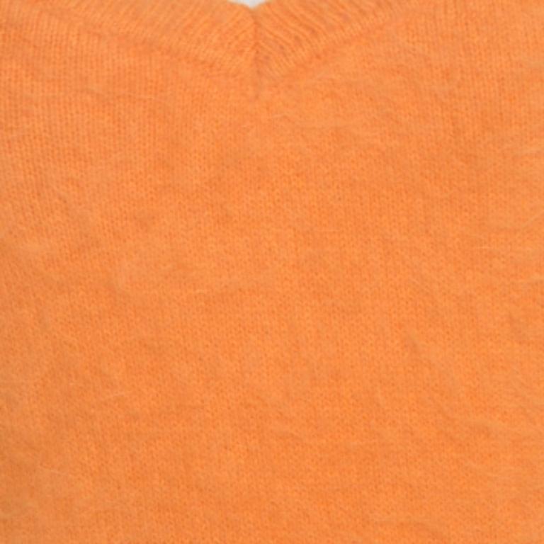 Escada Gelbes Angora Rippenstrick Seidenfutter Fuzzi Tank Top M im Angebot 1