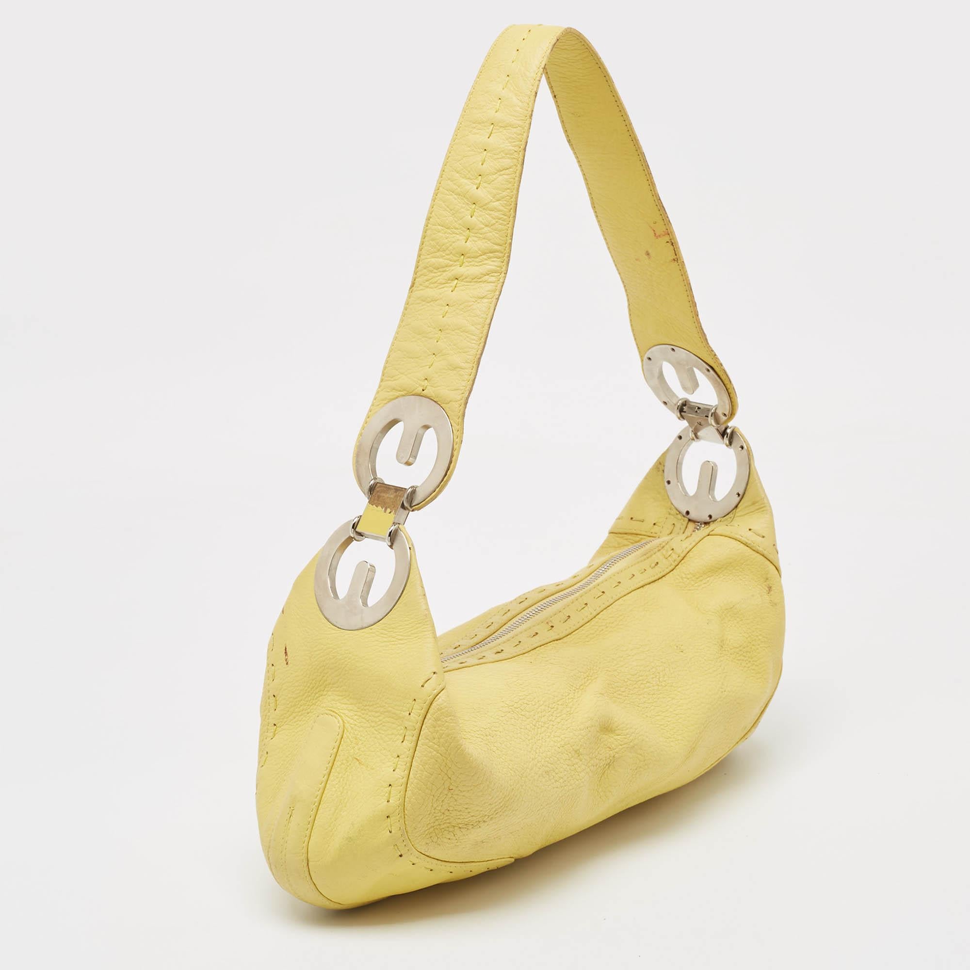 Escada Yellow Leather Eluna Bag In Fair Condition In Dubai, Al Qouz 2