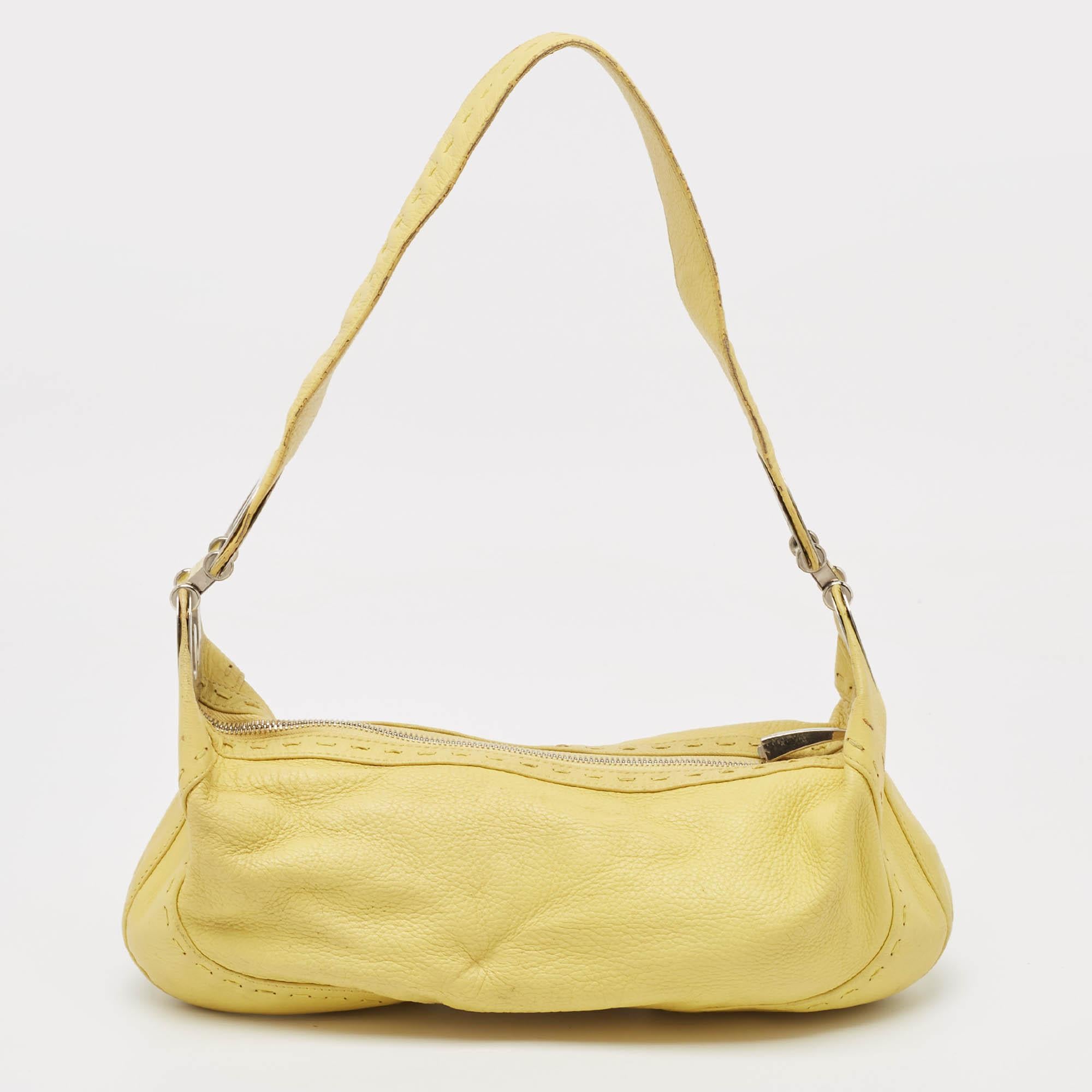 Women's Escada Yellow Leather Eluna Bag