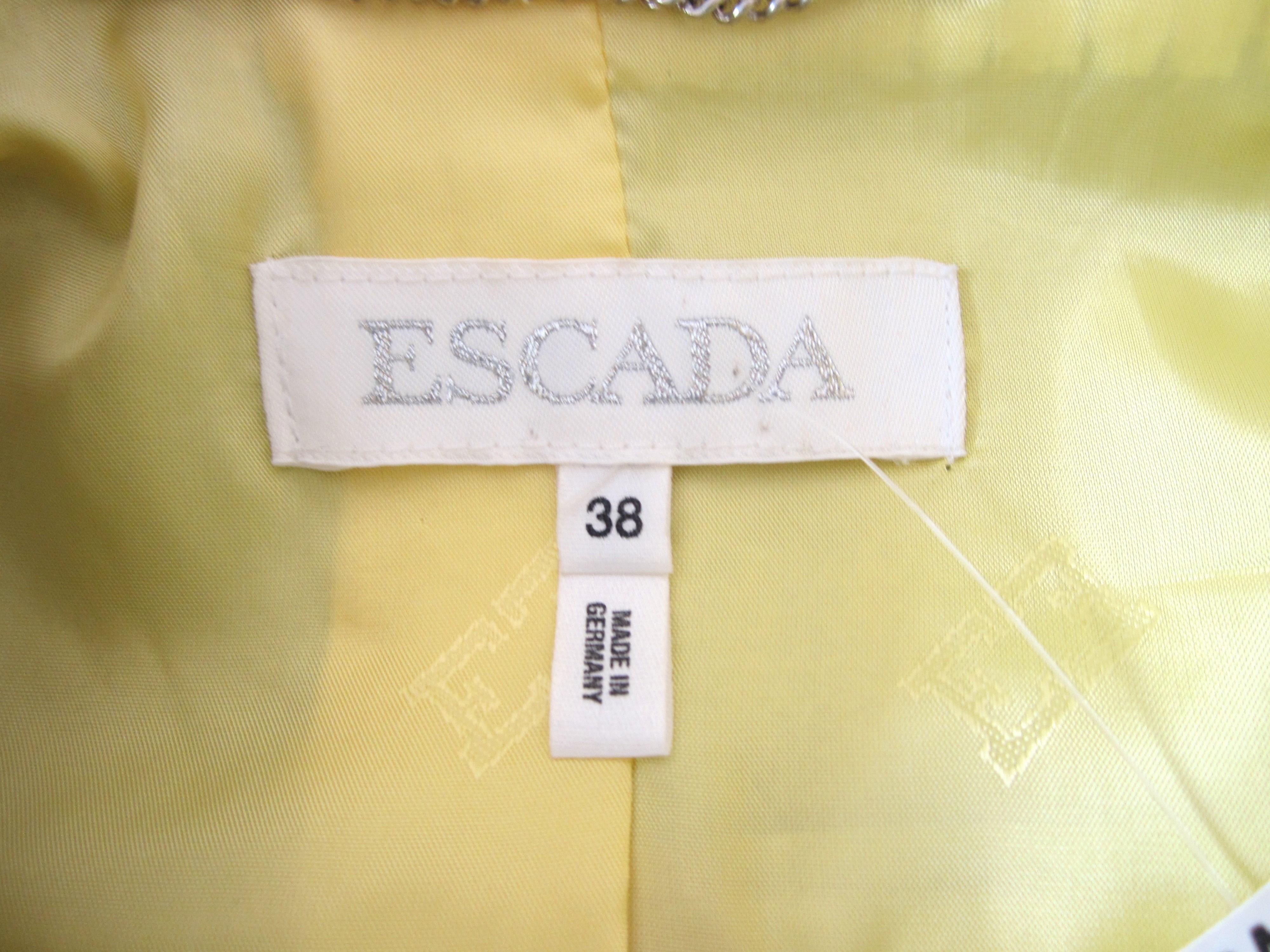 Women's  Escada Yellow Leather Fitted Jacket Reptile Embossed New With Tags 1990s  For Sale