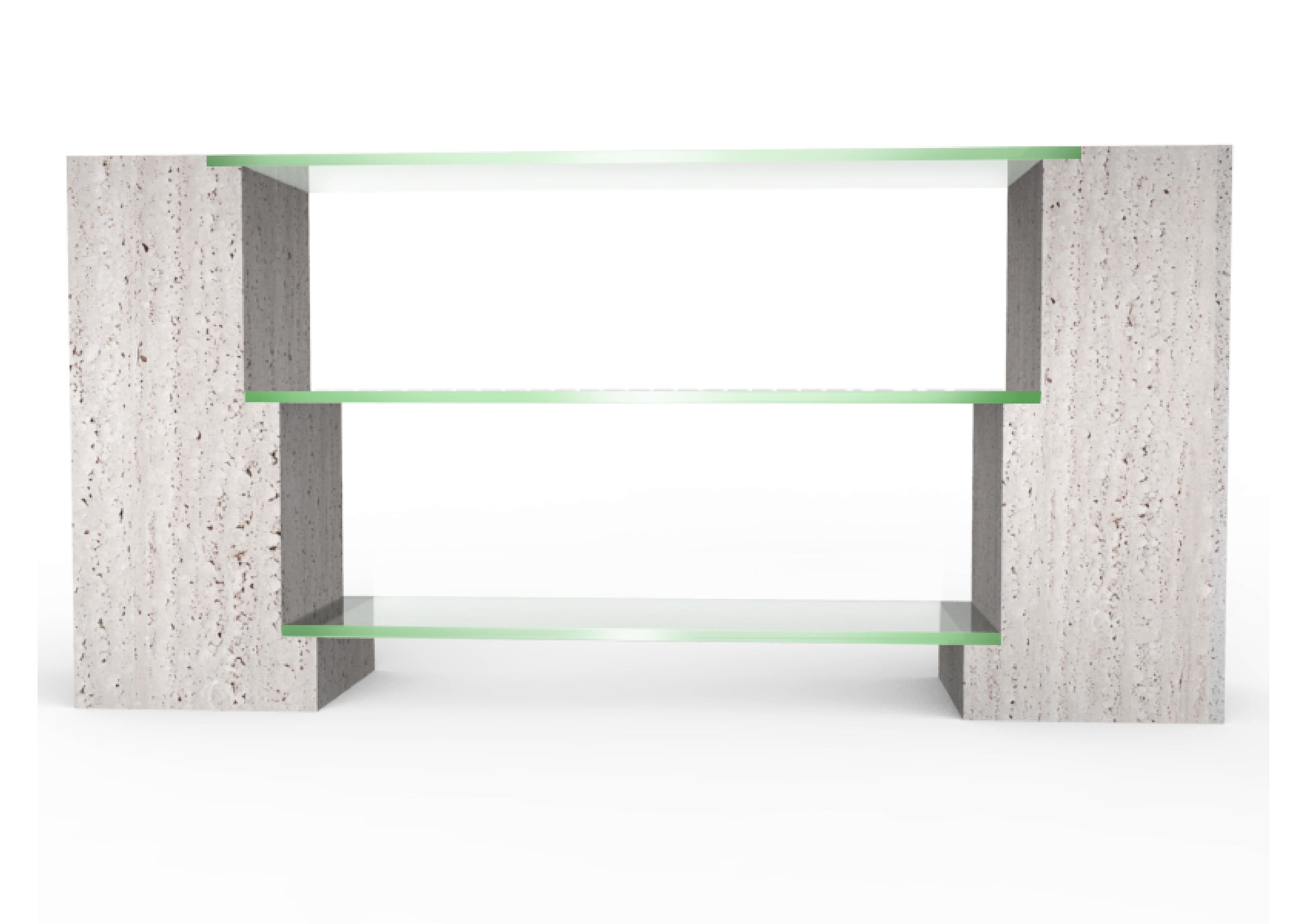 Escala Travertinmarmor Konsolentisch Contemporary Design Italienischer Marmor Spanien im Zustand „Neu“ im Angebot in VALVERDE DEL MAJANO, CL
