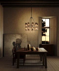 ESCALADE Chandelier 34" - Stacked, Hand-Blown Glass Shades By LUXE