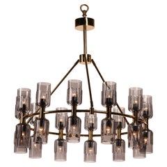ESCALADE Chandelier 34" - Stacked, Hand-Blown Glass Shades By LUXE