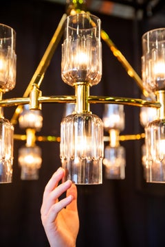 ESCALADE Chandelier 53" - Stacked, Hand-Blown Glass Shades By LUXE