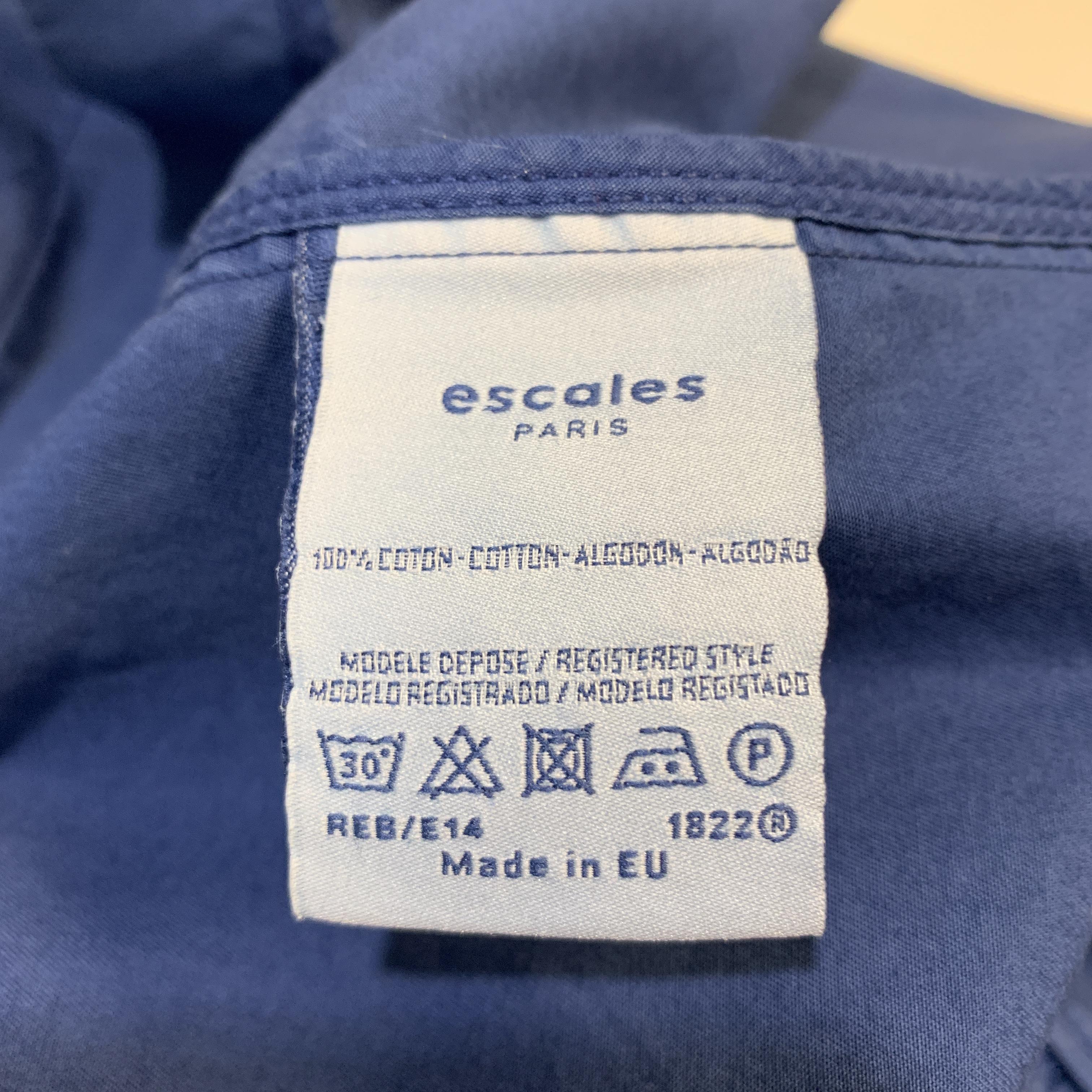 ESCALES Size M Blue Cotton Double Breasted Embossed Buttons Jacket 3