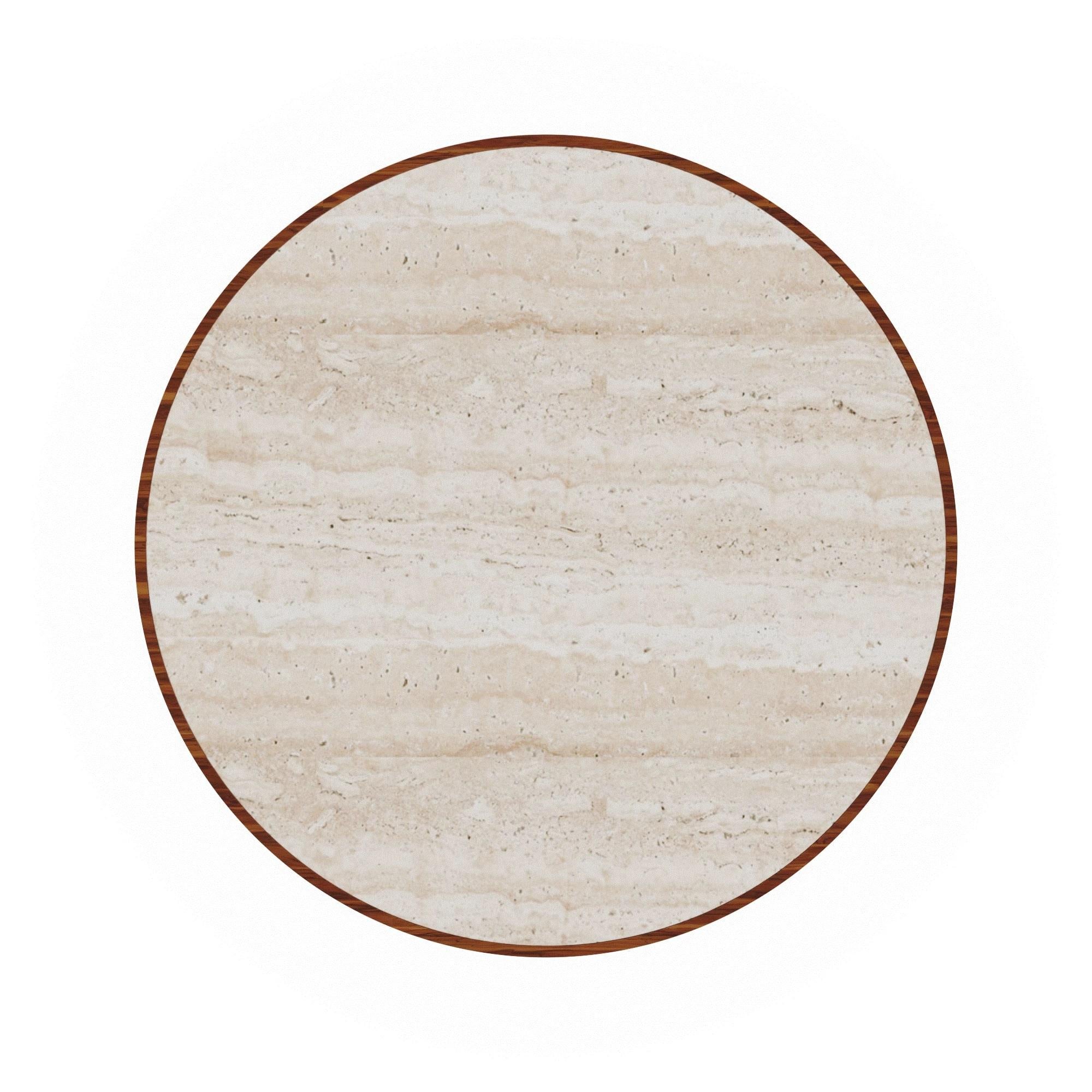 Portoghese Escalet Outdoor Round Dining Table with Travertine Ribbed Base in vendita