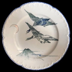 "Escalier De Cristal" Bracquemond Design Earthenware 2 Dinner Plates, circa 1878