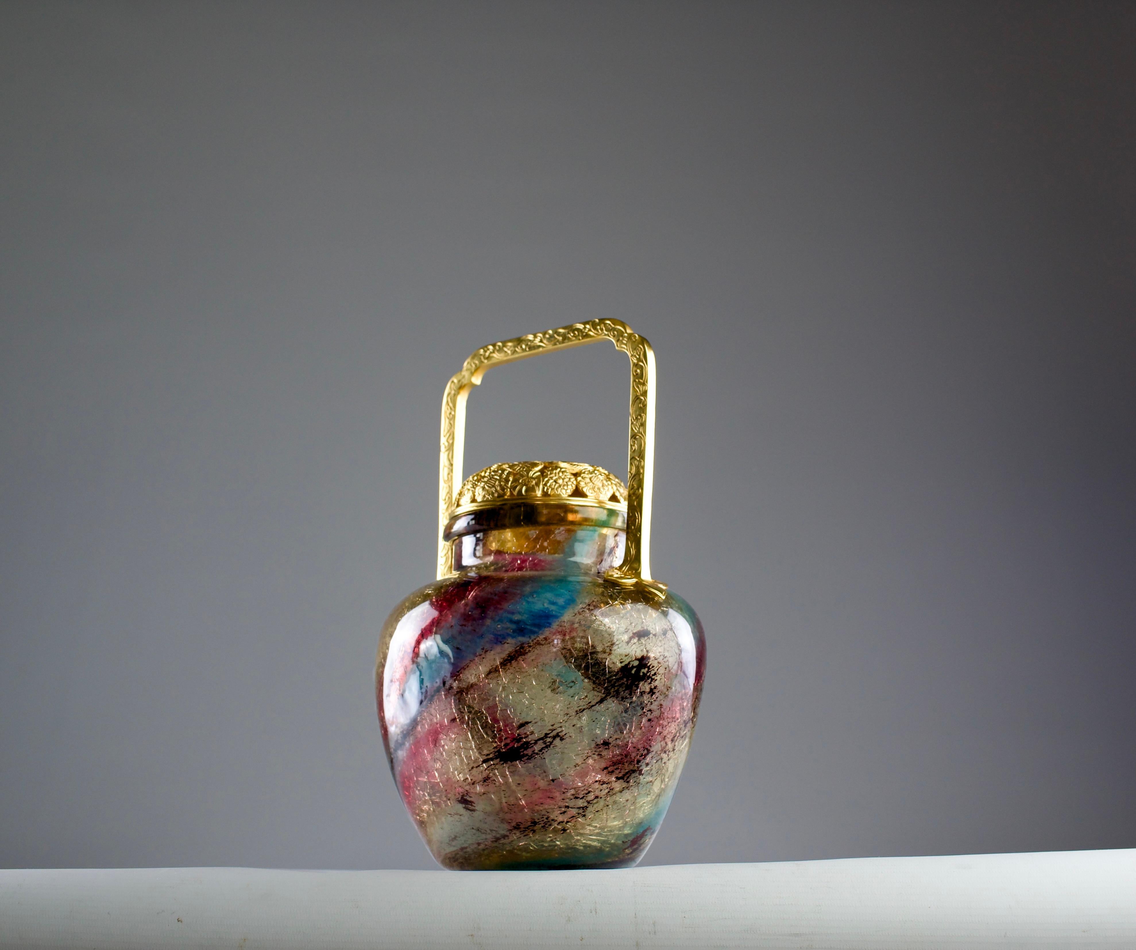 Giapponismo Escalier de Cristal x E. Leveille & E. Rousseau, Vaso di crisantemi per pot-pourri in vendita