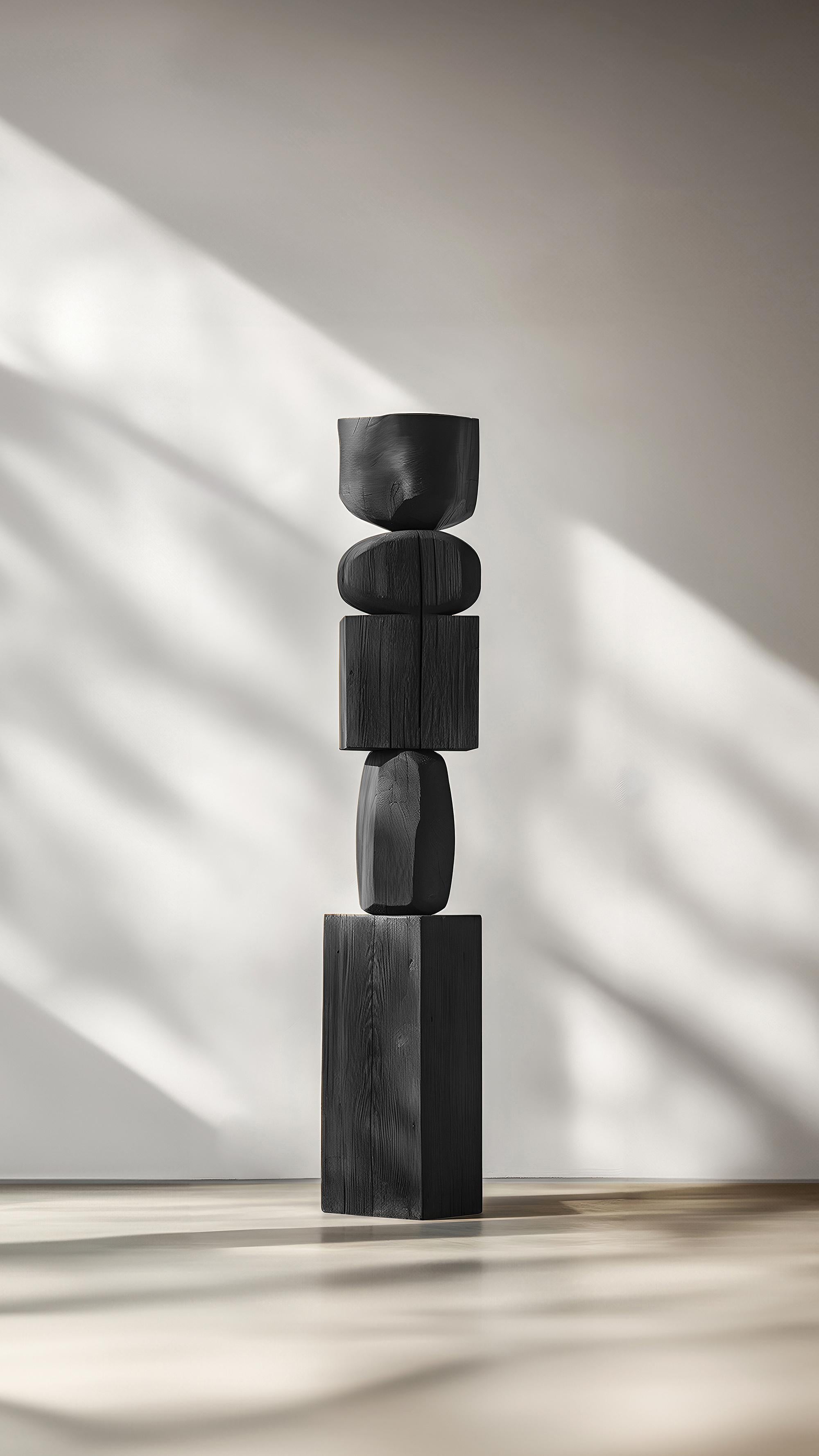 Mexican Escalona's Black Solid Wood Sculpture of Abstract Elegance, Still Stand No85 For Sale