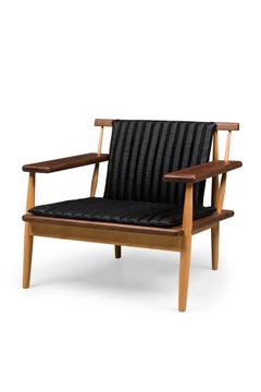 Escandi Leather Armchair in Walnut Wood, Mid-Century Modern Style