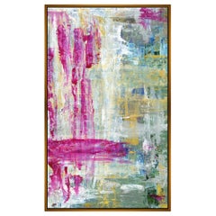 Escapades Magenta Painting in Sage Yellow and Blue by CuratedKravet
