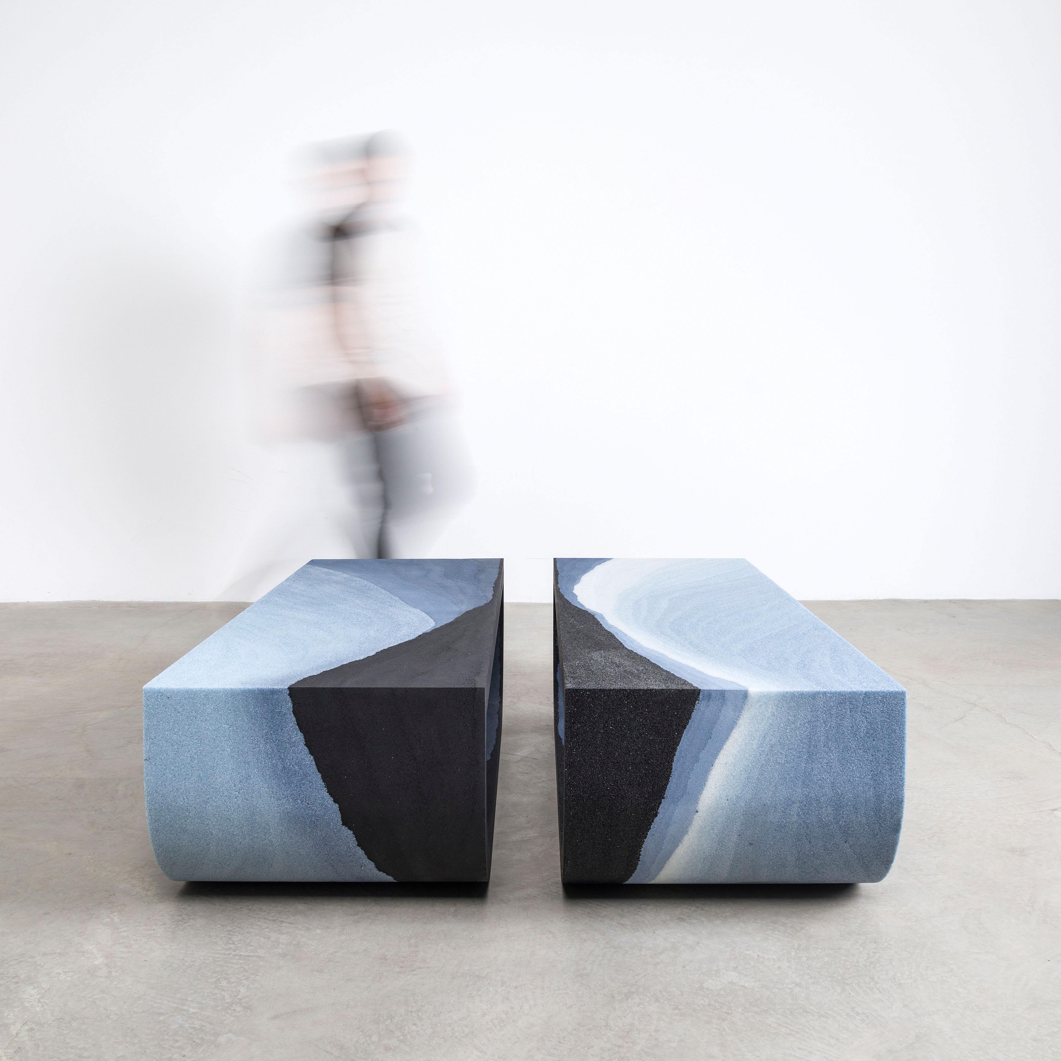 Escape Bench Coffee Table, Sand Silica Crushed Glass by Fernando Mastrangelo 3