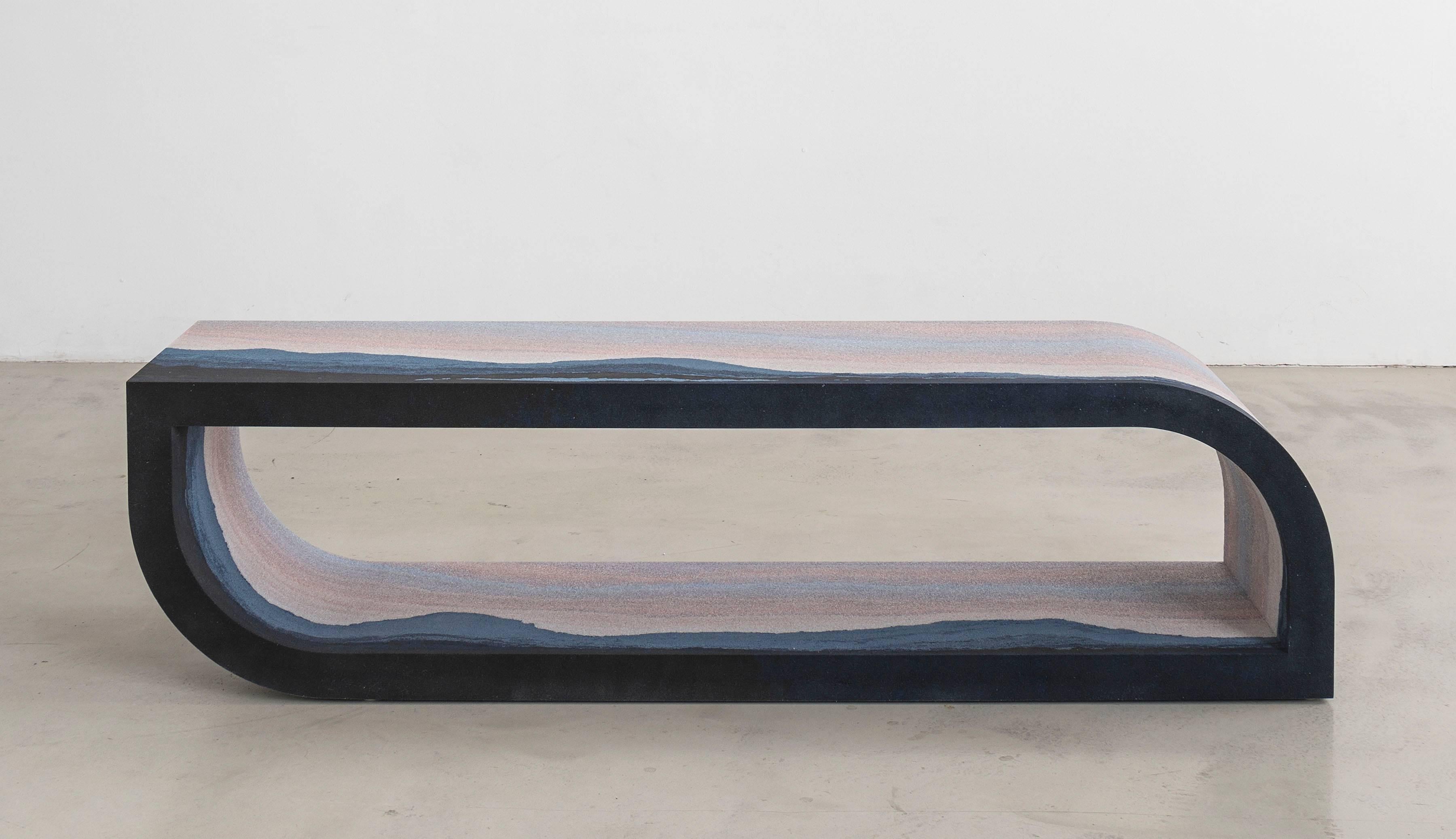 American Escape Bench ‘Utah’, Sand, Glass and Black Silica by Fernando Mastrangelo