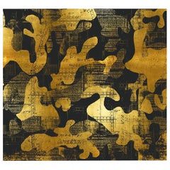 Escape, Gold on Black Color-Way, on Pearl Smooth Vinyl Wallpaper