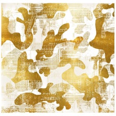 Escape, Gold on White Color-Way, on Pearl Smooth Vinyl Wallpaper