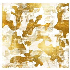 Escape, Gold on White Color-Way, on Pearl Smooth Vinyl Wallpaper