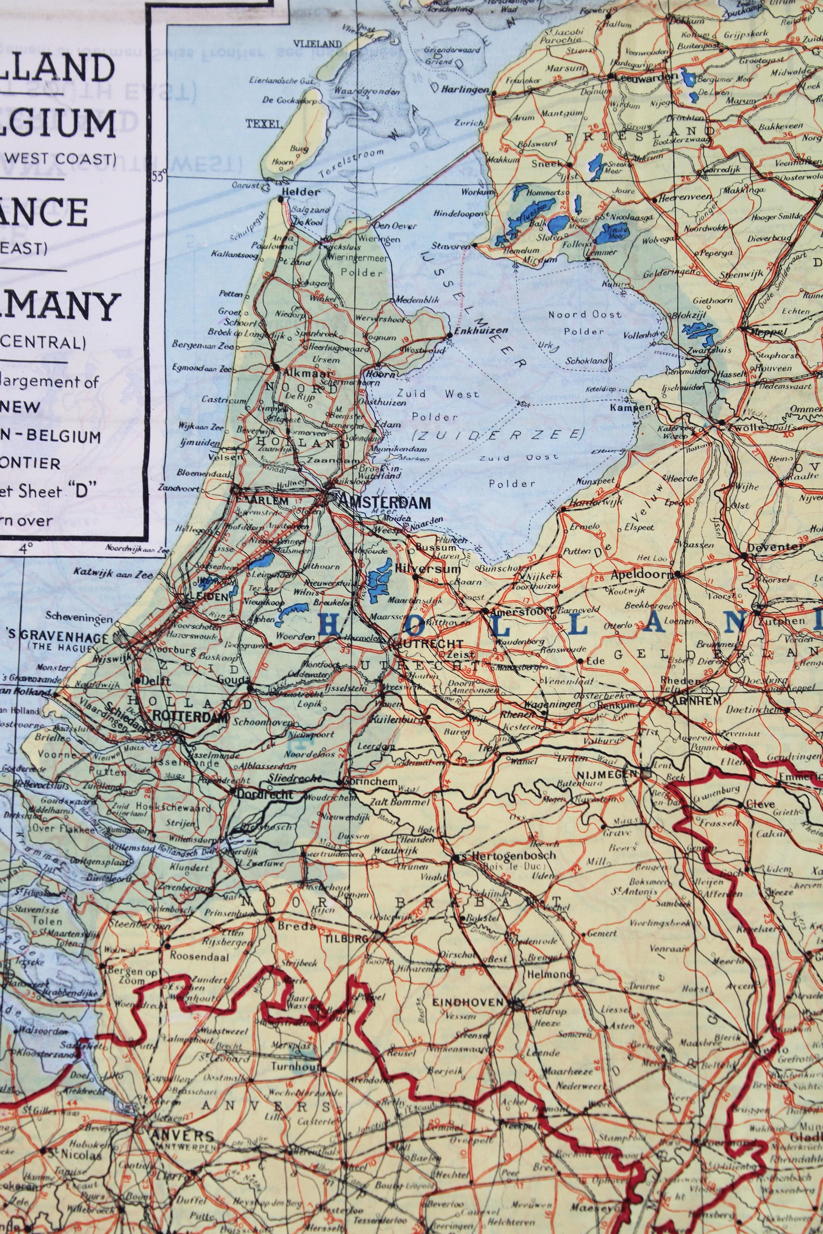 Escape Karte & Schal World War 2 Britische Armee RAF 2 Seiten farbige Seide UK 1940 im Angebot 6