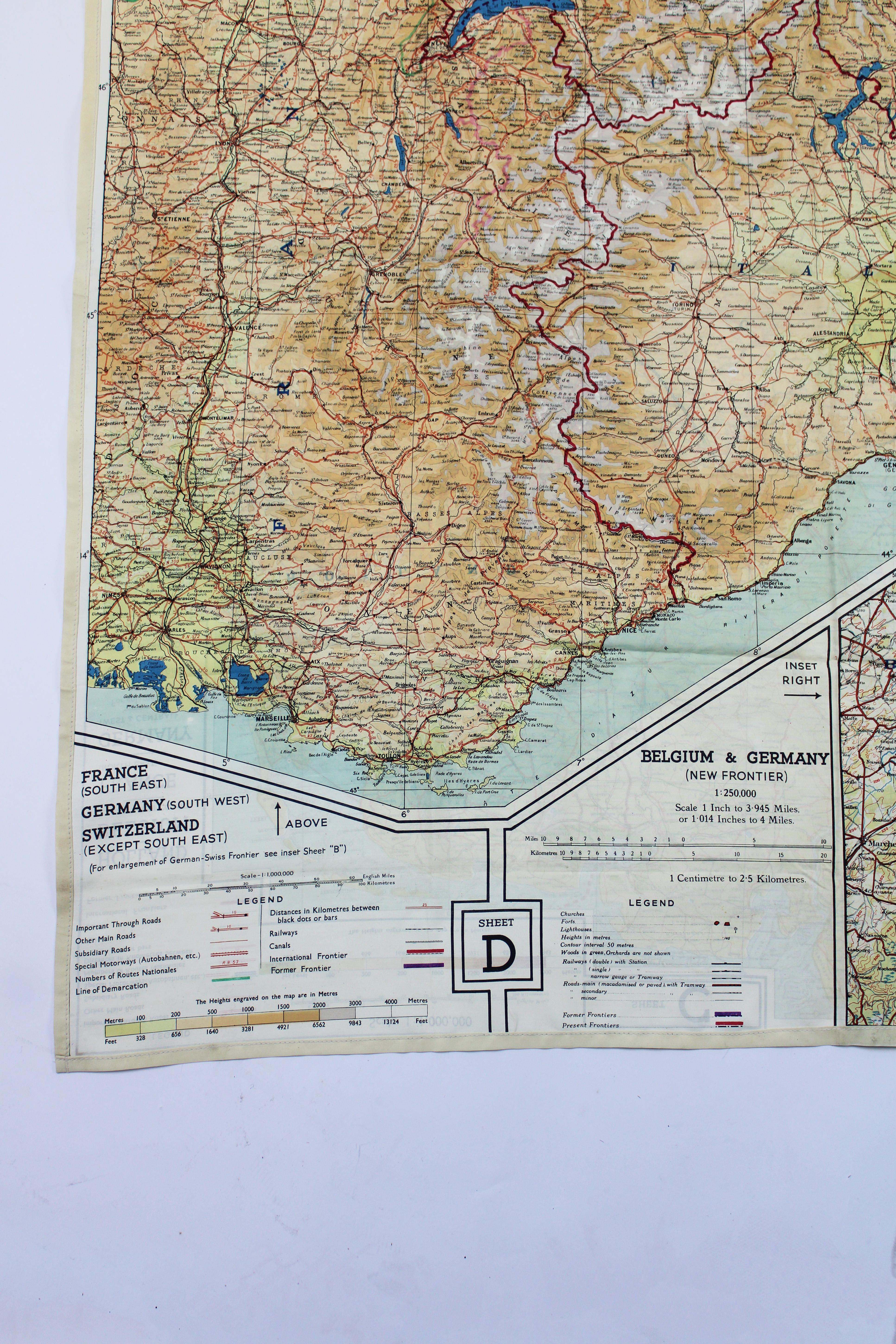Escape Karte & Schal World War 2 Britische Armee RAF 2 Seiten farbige Seide UK 1940 im Angebot 13